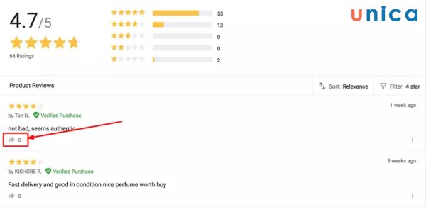 Một cách khác để kiểm tra chất lượng sản phẩm và uy tín của nhà cung cấp là xem các đánh giá nhận xét từ khách hàng khác đã mua sản phẩm đó