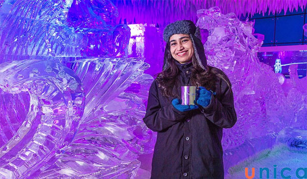 Quán cafe này được thiết kế hoàn toàn bằng băng