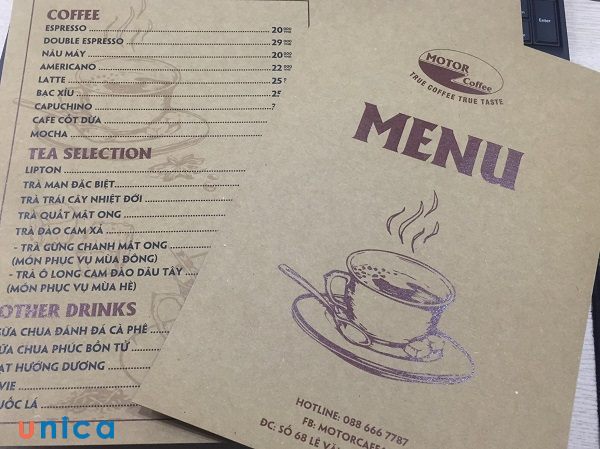 Vấn đề về menu quán cafe