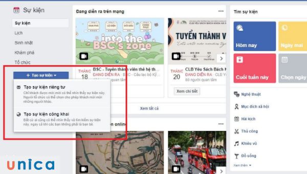 Chọn 1 trong 2 loại sự kiện