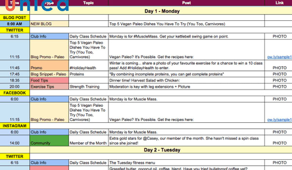 Mẫu kế hoạch content 2