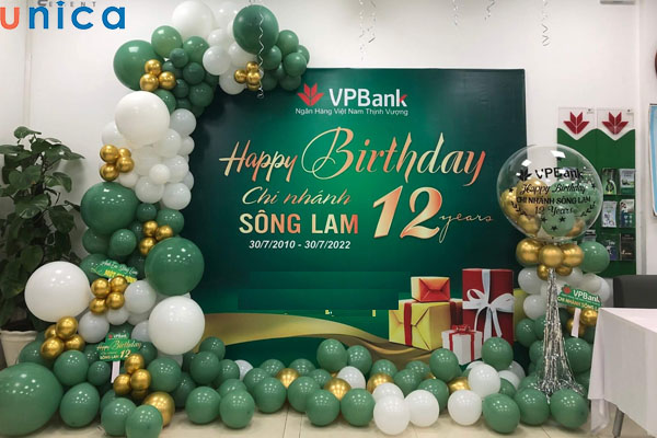 Mẫu Backdrop sinh nhật VPBank 12 tuổi