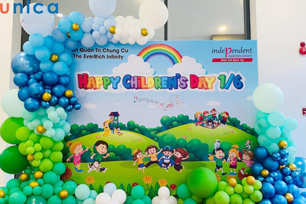 Mẫu Backdrop chào mừng ngày Quốc tế thiếu nhi
