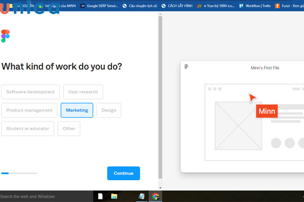 Nhấn chọn công việc chính của bạn rồi nhấn Continue