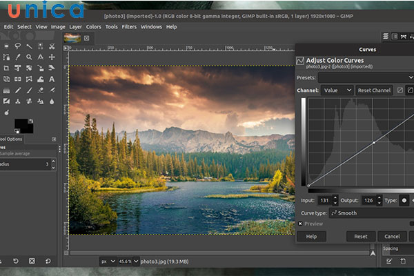 Giao diện phần mềm GIMP