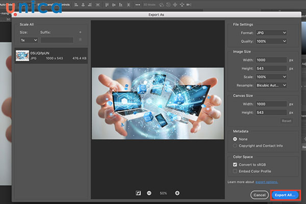 Lưu định dạng đã chọn