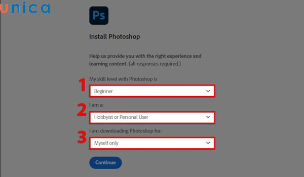 Lựa chọn trả lời theo yêu cầu của Photoshop