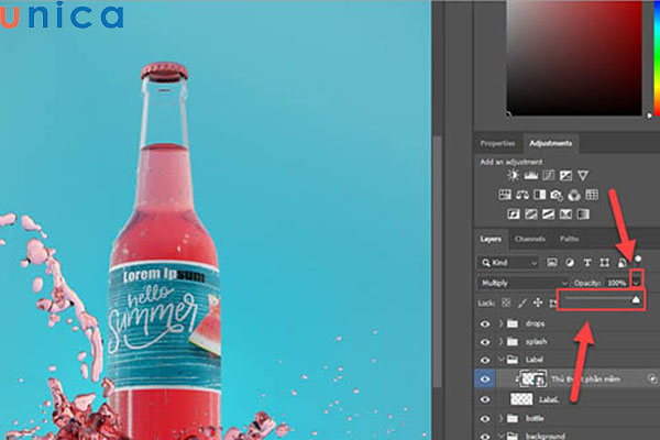 Điều chỉnh thanh trượt Opacity