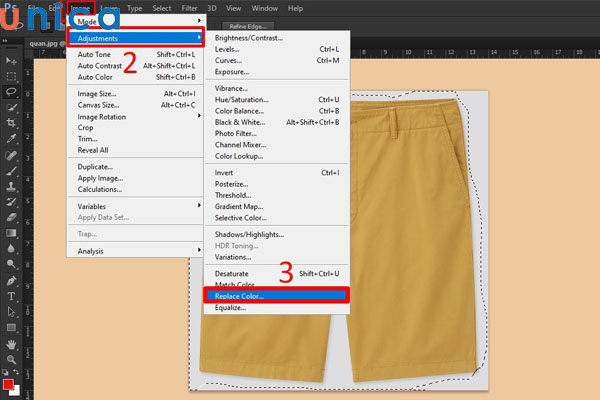 Chọn công cụ Replace Color