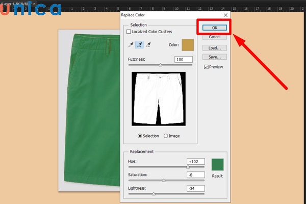 Nhấn OK để xác nhận chỉnh màu