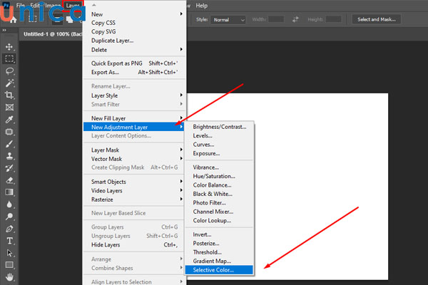 Chọn công cụ Selective Color
