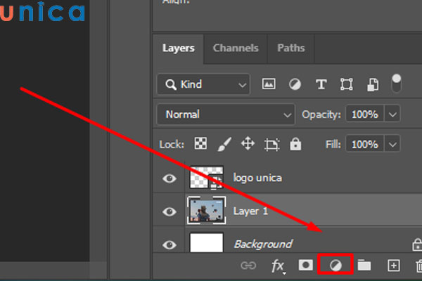 Nhấn chuột vào icon thêm layer