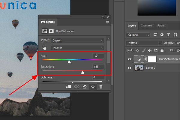 Điều chỉnh thông số chỉnh màu