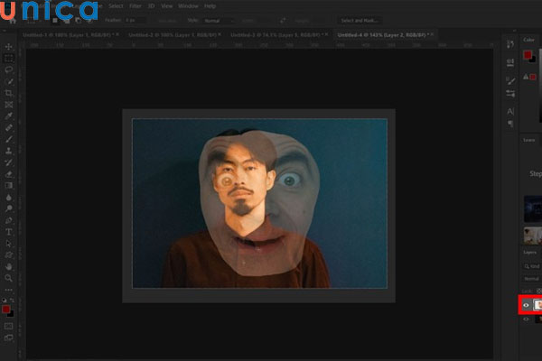 Tiến hành giảm độ mờ để căn chỉnh khuôn mặt