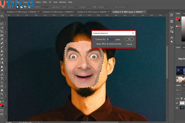 Thay đổi Contract By để đường nét trên khuôn mặt khớp với nhau