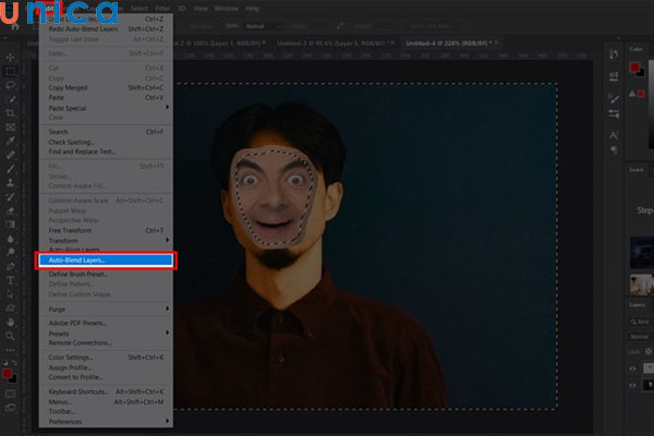 Thao tác hoàn thiện bức ảnh ghép mặt