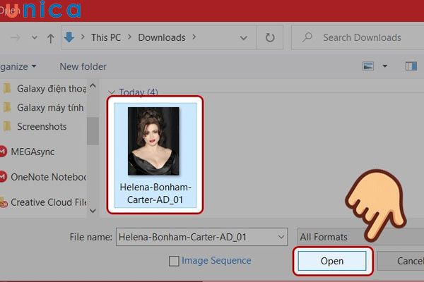 Chọn ảnh tải lên Photoshop