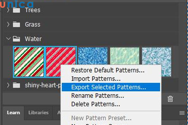 Chọn Export Selected Pattern