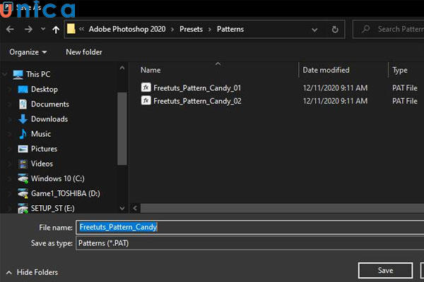 Lưu file dưới dạng PAT