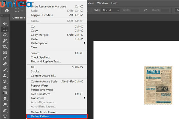 Chọn Define Pattern