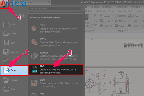 Thao tác chuyển CAD sang PDF
