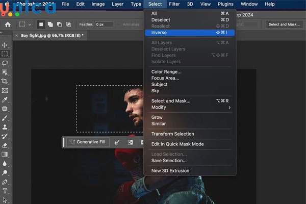 Thao tác đảo ngược vùng chọn