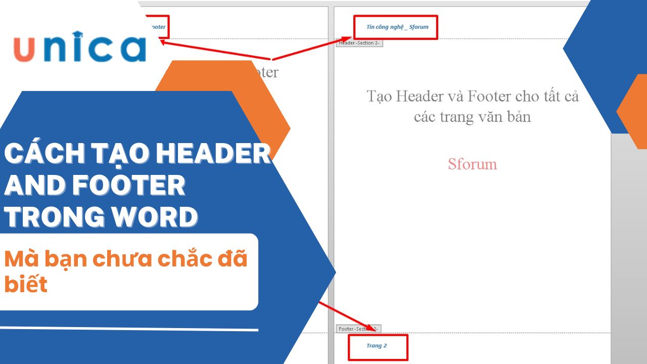 Cách tạo header and footer trong word cho 1 hoặc nhiều trang