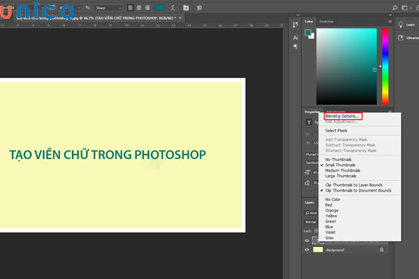 Chọn Blending Options