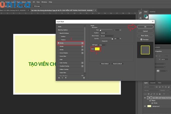 Điều chỉnh các thông số tại công cụ Stroke