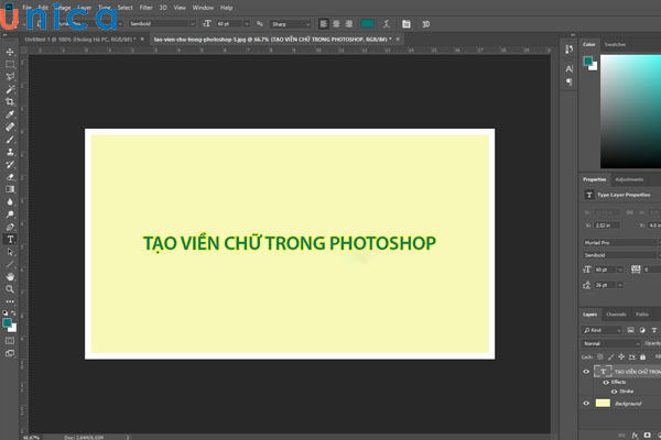 Hoàn tất quá trình tạo viền chữ trong Photoshop