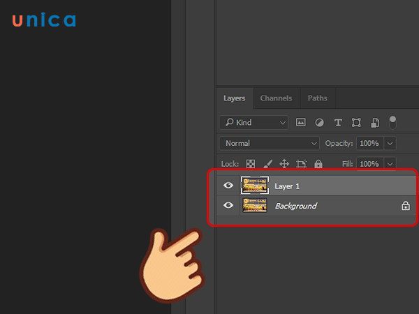 Nhấn Ctrl + J để tạo một bản sao của layer ảnh