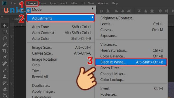 Nhấn vào Black & White