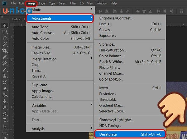 Chuyển ảnh đen trắng bằng cách dùng chức năng Desaturate