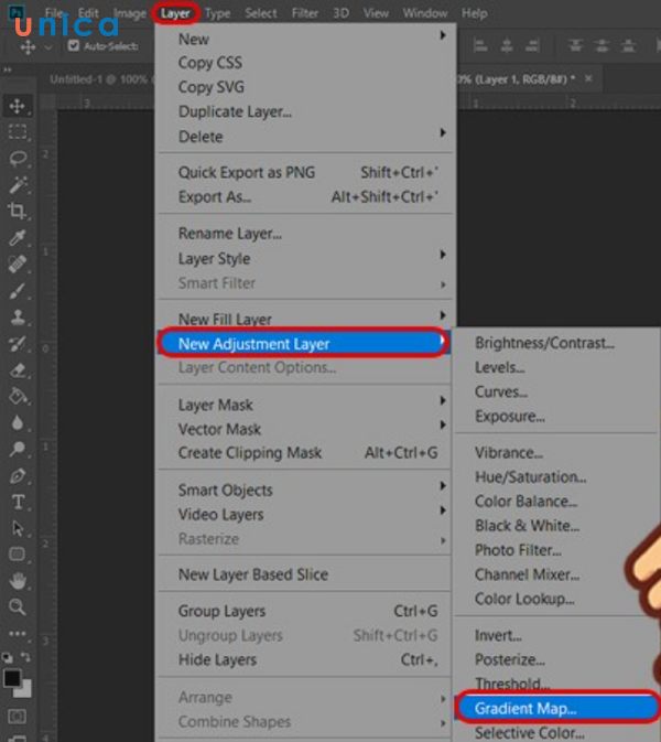 Nhấn vào Gradient Map