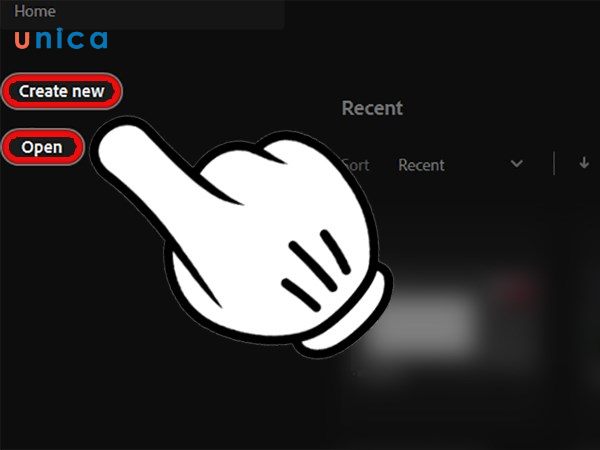 Chọn một ảnh có sẵn (Open) hoặc tạo mới (Create new)