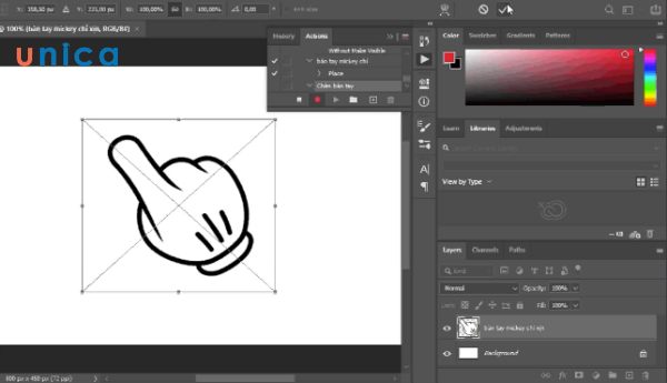 Tạo thao tác Chèn bàn tay