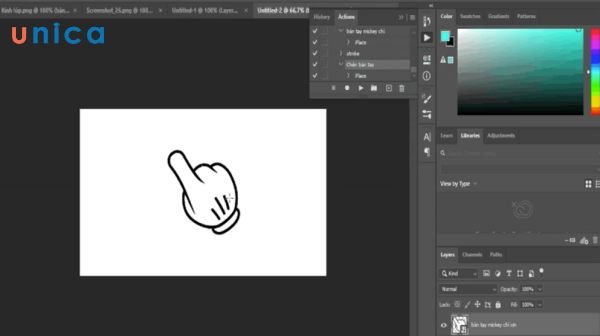 Chọn file Action mà bạn đã tạo và nhấn vào đó