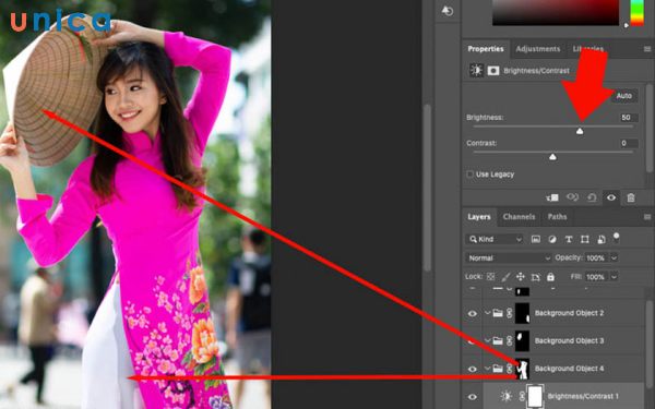 Kéo thanh trượt Brightness sang phải