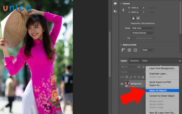 Chọn Mask All Objects