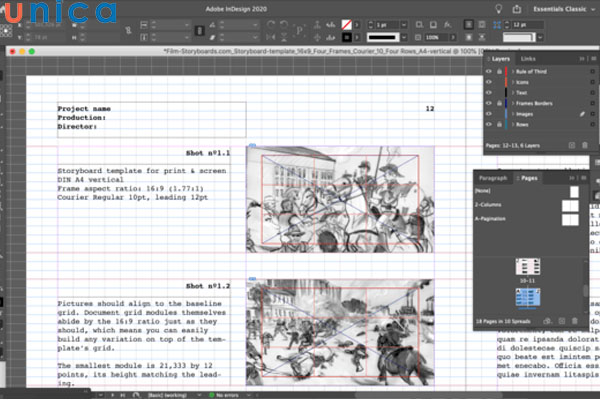 Phím tắt thay đổi kích thước nội dung trong một khung