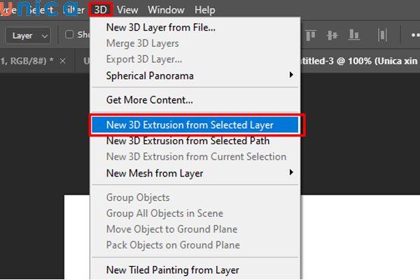 Chọn 3D Extrusion Selected Layer