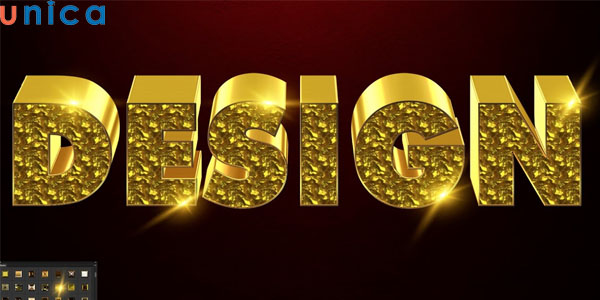 Mẫu chữ 3D nổi trong Photoshop màu vàng