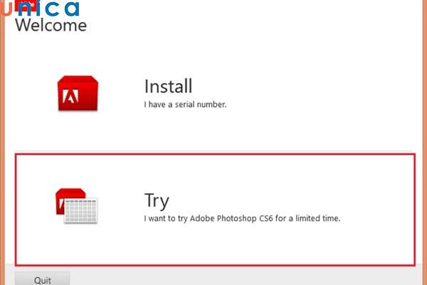 Lựa chọn Install hoặc Try