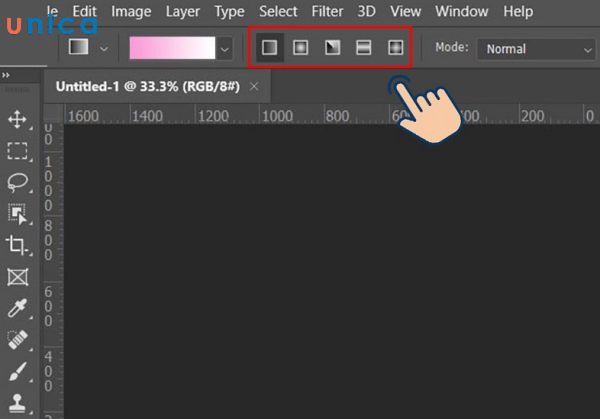Bật công cụ Gradient trong Photoshop