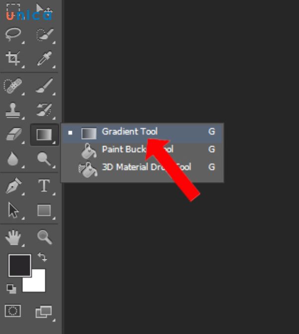 Nhấp chuột vào công cụ Gradient Tool