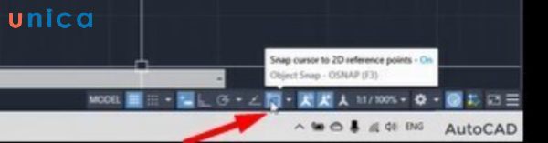 Bật hoặc tắt chế độ Object Snap bằng phím tắt F3