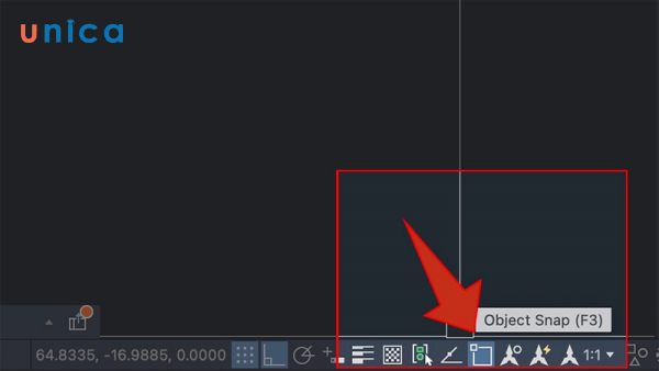 Bật chế độ truy bắt điểm (Object Snap)