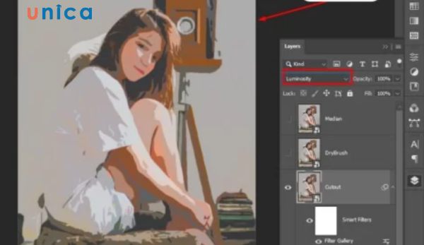 Kết quả sau khi áp dụng bộ lọc và điều chỉnh chế độ hòa trộn