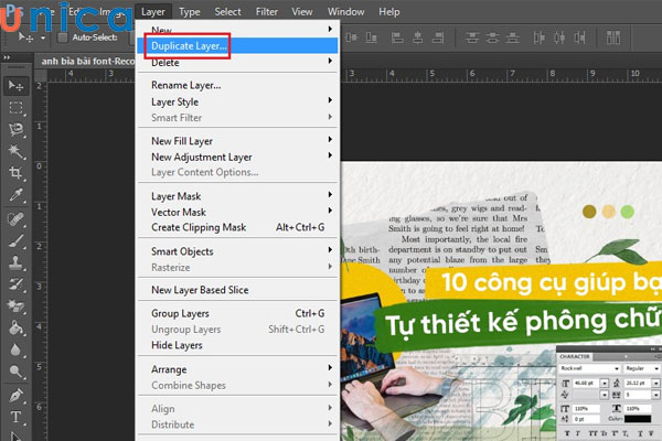 Chọn Duplicate Layer