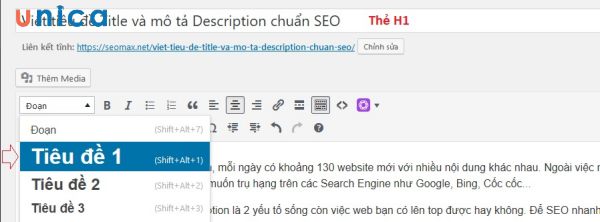 Thẻ H1 là tiêu đề chính của trang web